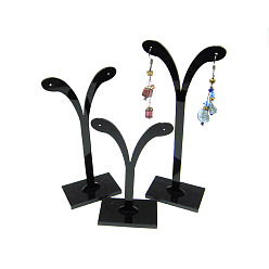 Black Black Pedestal Display Stand, Jewelry Display Rack, Earring Tree Stand, Black, 5.8~7x8.5~14.5cm, 3 Stands/Set