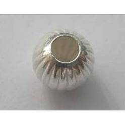 Silver 925 Sterling Silver Corrugated Spacer Beads, Round, Silver, 5mm, Hole: 2.2mm, about 512pcs/100g
