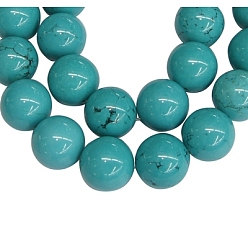 Turquoise Gemstone Beads, Natural Magnesite, Round, Dyed, Turquoise Color, Size: about 18mm in diameter, hole: 1.5mm, about 23pcs/strand, 15.5 inch, 5~6strands/kg