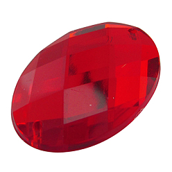 Red Sew on Rhinestone, Acrylic Rhinestone, Two Holes, Garments Accessories, Oval, Red, 25x18x5mm, Hole: 1mm