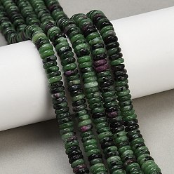 Рубин В Цоизита Натуральный рубин в цоизита бусин пряди, рондель, 6~6.5x2~3 мм, отверстие : 0.8 мм, около 152~162 шт / нитка, 14.57~15.20'' (37~38.6 см)