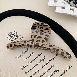 Rectangle Пластиковые зажимы когтя волос, аксессуары для волос для женщин и девочек, леопард, прямоугольные, 129x55 мм