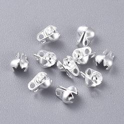 Серебро 304 из нержавеющей стали советы шарик, Калотте заканчивается, крышка раскладушки, серебряный цвет гальваническим, 5x4x3 мм, отверстие : 1 мм, подходит для шариковой цепи 3 мм