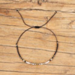 Серебро Браслеты из плетеного бисера, украшенные стеклянными и латунными бусинами., Регулируемые браслеты из волоконного шнура с бусинами для женщин, колонка, серебряные, регулируемый