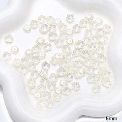 Белый Абс пластиковые жемчужные шарики, цветок, белые, 8 мм, 40 шт / комплект