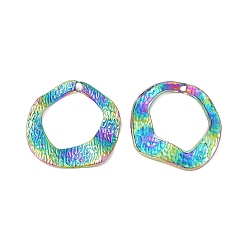Rainbow Color Ионное покрытие (ip) 304 подвески из нержавеющей стали, волнистые кольца прелести, Радуга цветов, 17.5x18x2 мм, отверстие : 1~1.2 мм