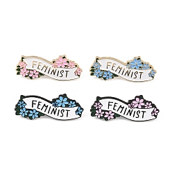 (52) Непрозрачная лаванда Феминистка с цветочными эмалевыми булавками, булавки для лацканов из сплава для одежды рюкзака, без кадмия, без никеля и без свинца, разноцветные, 12.5x30 мм