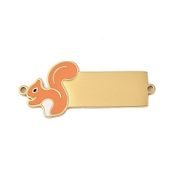 Золотой 304 подвески-соединители из нержавеющей стали с темно-оранжевой эмалью, белка ссылки, золотые, 30x13x1 мм, отверстие : 1.2 мм