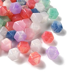 (52) Непрозрачная лаванда Непрозрачные шарики cmолы, восьмиугольник, два тона, граненые, разноцветные, 15x15x15 мм, отверстие : 2.5 мм