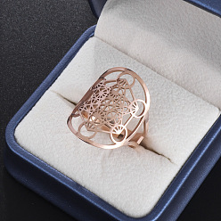 Розовое Золото Ирландский узел Кейт 304 полые манжетные кольца из нержавеющей стали, для женщин, геометрия, розовое золото , внутренний диаметр: 16~19 мм