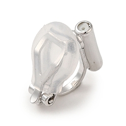 Платина Латунные серьги с клипсами, без кадмия, без никеля и без свинца, с силиконовым, платина, 15x9x11.5 мм, отверстие : 0.5 мм