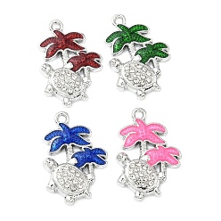 Платина Подвески из сплава и страза, с эмалью, Морская черепаха, платина, 24x16x3.5 мм, отверстие : 1.6 мм