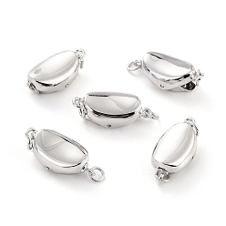 Платина Антикоррозийное покрытие родием 925 застежки из стерлингового серебра, слиток, платина, 8x16x6 мм, отверстие : 2 мм