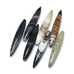 Banded Agate Natural Banded Agate/Striped Agate Beads, Half Drilled, Dyed & Heated, Oval, 41.5~42x7mm, Hole: 0.8~1mm