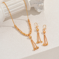 Золотой Комплекты из круглых бусин и кисточек из сплава для женщин, золотые