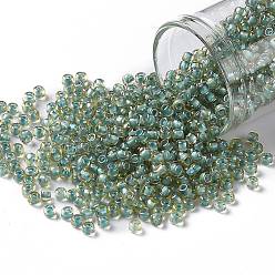 (308) Translucent Opal Picasso Toho runde Rocailles, japanische Rocailles, (308) durchscheinender Opal Picasso, 8/0, 3 mm, Bohrung: 1 mm, über 222pcs / Flasche, 10 g / Flasche