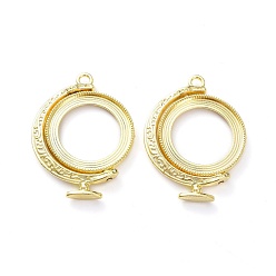 Light Gold Alloy Open Back Bezel Pendants, Rotating Pendants, for DIY UV Resin, Epoxy Resin, Pressed Flower Jewelry, Terrestrial Globe, Light Gold, 41x31x5mm, Hole: 2.5mm