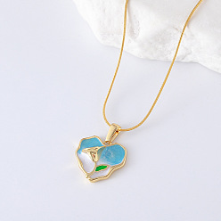 Темно-Голубой 3 шт. ожерелья из нержавеющей стали с эмалированным сердцем для женщин, золотые, глубокое синее небо, 15.75 дюйм (40 см)