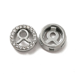 Platinum Alloy Crystal Rhinestone Slider Charms, Flat Round with Taurus Zodiac Sign, Platinum, 12x5mm, Hole: 2~8x2mm