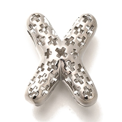 Letter X Латунные подвески, подвески с полыми буквами, стойки покрытие, долговечный, без кадмия и без свинца, Письмо X, 23x18x9.5 мм, отверстие : 5x2.7 мм