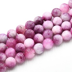 Камелия Природного кварца нитей бисера, окрашенные, круглые, имитация турмалина цвета сливы, камелия, 10~10.5 мм, отверстие : 1~1.2 мм, около 37~38 шт / нитка, 14.76~15.16 дюйм (37.5~38.5 см)