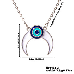 Платина Стильные латунные белые и синие эмалевые двойные ожерелья с подвесками от сглаза для повседневных вечеринок, платина, 15.75 дюйм (40 см)