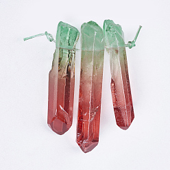 Разноцветный Натуральные кристаллы с кварцевым кристаллом, окрашенные, красочный, 26~50x5~10x5~10 мм, отверстие : 1 мм, 3 шт / комплект