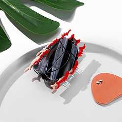 Черный Заколки для волос с когтями из ацетата целлюлозы (смола), насекомое, аксессуары для волос для женщин и девочек, чёрные, 74x50 мм