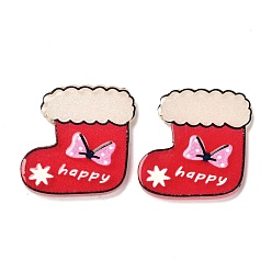 Red Christmas Themed Acrylic Cabochons, Christmas Sock, Red, 27.5x26.5x2mm