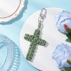 Светло-зеленый Коричневый Подвески из хлопковых ниток, с поворотными застежками сплава, оливковый, 127 мм