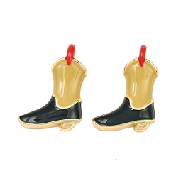 Золотистый Латунь эмаль подвески, обуви, реальный 18 k позолоченный, золотые, 20.5x14.5x4 мм, отверстие : 4x2 мм