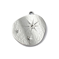 Нержавеющая Сталь Цвет 304 Настройки горный хрусталь из нержавеющей стали кулон, плоско-круглые, цвет нержавеющей стали, пригодный для стразов 1 мм, 23.5x21.5x2 мм, отверстие : 2 мм