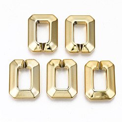 Golden CCB Plastic Linkings Rings, Quick Link Connectors, For Jewelry Cross Chains Making, Rectangle, Golden, 28x21x6.5mm, Inner Diameter: 15x8mm