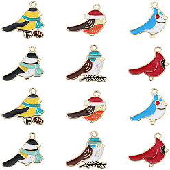 (52) Непрозрачная лаванда 24шт. 6 стили, сплав, эмалированные, подвески-шармы в виде птиц, долговечный, золотой свет, стойки покрытие, разноцветные, 19.5~23x24~25x1.5 мм, отверстие : 2 мм, 4 шт / стиль