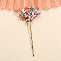 Türkis Blumenfächer Stoff Haarstäbe, Haarschmuck für Frauen und Mädchen, Türkis, 150 mm