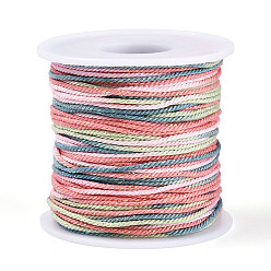 Светло-Коралловый 50м плетеный полиэфирный шнур, с пластиком для животных, для изготовления ювелирных изделий, круглые, свет коралловый, 1.2 мм, около 54.68 ярдов (50 м) / рулон