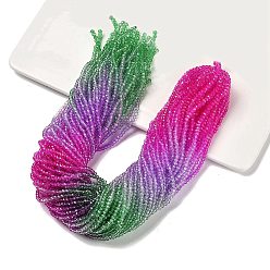 Разноцветный Прозрачные окрашенные стеклянные бусины, граненые, рондель, красочный, 2.6x2.5 мм, отверстие : 0.5 мм, около 135~140 шт / нитка, 26~27 см