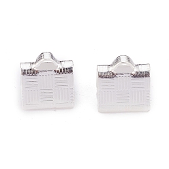 Серебро 304 концы обжимные ленты нержавеющие, серебряные, 7x7x5 мм, отверстие : 0.4 мм