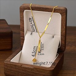 Letter I 304 кулон с инициалом из нержавеющей стали с ожерельем из игральных костей, золотые, Буква "i", 15.75 дюйм (40 см), Кулон : 23x5 мм