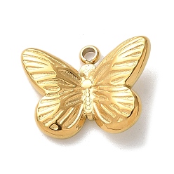 Настоящее золото 14K 304 подвески из нержавеющей стали, очарование бабочки, ионное покрытие (ip), реальный 14 k позолоченный, 11x15x3.5 мм, отверстие : 1.4 мм