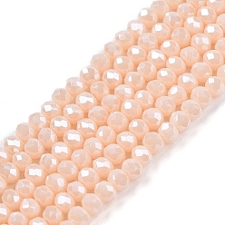 Белый Навахо Стеклянные бусины с гальваническим покрытием , гальваническое покрытие, граненые, рондель, навахо белый, 2.9~3.3x2 мм, отверстие : 0.8 мм, около 135~140 шт / нитка, 32~34 см