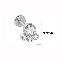 Нержавеющая Сталь Цвет 316l хирургическая нержавеющая сталь и g23 титан и хрящевые серьги с отпечатками лап, лабреты с внутренней резьбой, цвет нержавеющей стали, 8 мм, штифты : 1.2 мм, Кулон : 5.5 мм