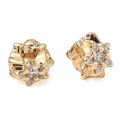 Real 18K Gold Plated Brass Micro Pave Clear Cubic Zirconia Beads, Irregular Star, Real 18K Gold Plated, 6x5mm, Hole: 1.4mm