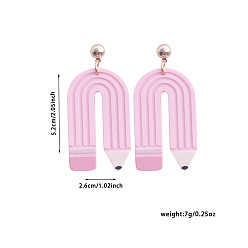 Pen Акриловые серьги-гвоздики «обратно в школу», платина, ручка, 52x26 мм