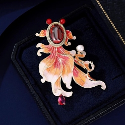 Оранжево-Красный Эмалевые булавки в виде золотой рыбки, Броши из сплава со стразами для рюкзака, оранжево-красный, 61x47 мм