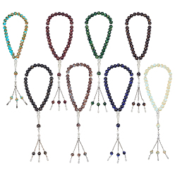 (52) Непрозрачная лаванда 8шт 8 цвета сплава браслеты с подвесками, Эластичные браслеты из круглых бусин с эффектом кракелюра для женщин, разноцветные, 12-3/4 дюйм (32.4 см), 1 шт / цвет