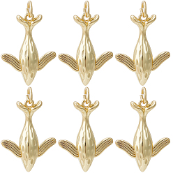 Настоящее золото 18K 10 латунные подвески шт., с целью перехода в кольце, долговечный, очарование кита, реальный 18 k позолоченный, 22x16.5x4 мм, отверстие : 3.2 мм