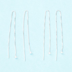 Серебро 925 нить серебристого серебра, длинная цепочка с кисточками и висячими серьгами-гвоздиками для женщин, серебряные, 100 мм, штифты : 0.7 мм