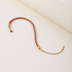 (123L) Белый крем непрозрачный блеск Браслеты из витого нейлонового шнура для женщин, 304 из нержавеющей стали застежкой омар, реальный 18 k позолоченный, огнеупорный кирпич, 6-3/4 дюйм (17 см)