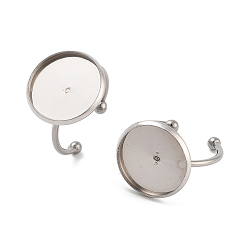 Нержавеющая Сталь Цвет Устойчивы к потускнению 304 компоненты открытого кольца из нержавеющей стали, с 201 плоскими круглыми кольцами колодок из нержавеющей стали, цвет нержавеющей стали, регулируемый, лоток : 18 мм